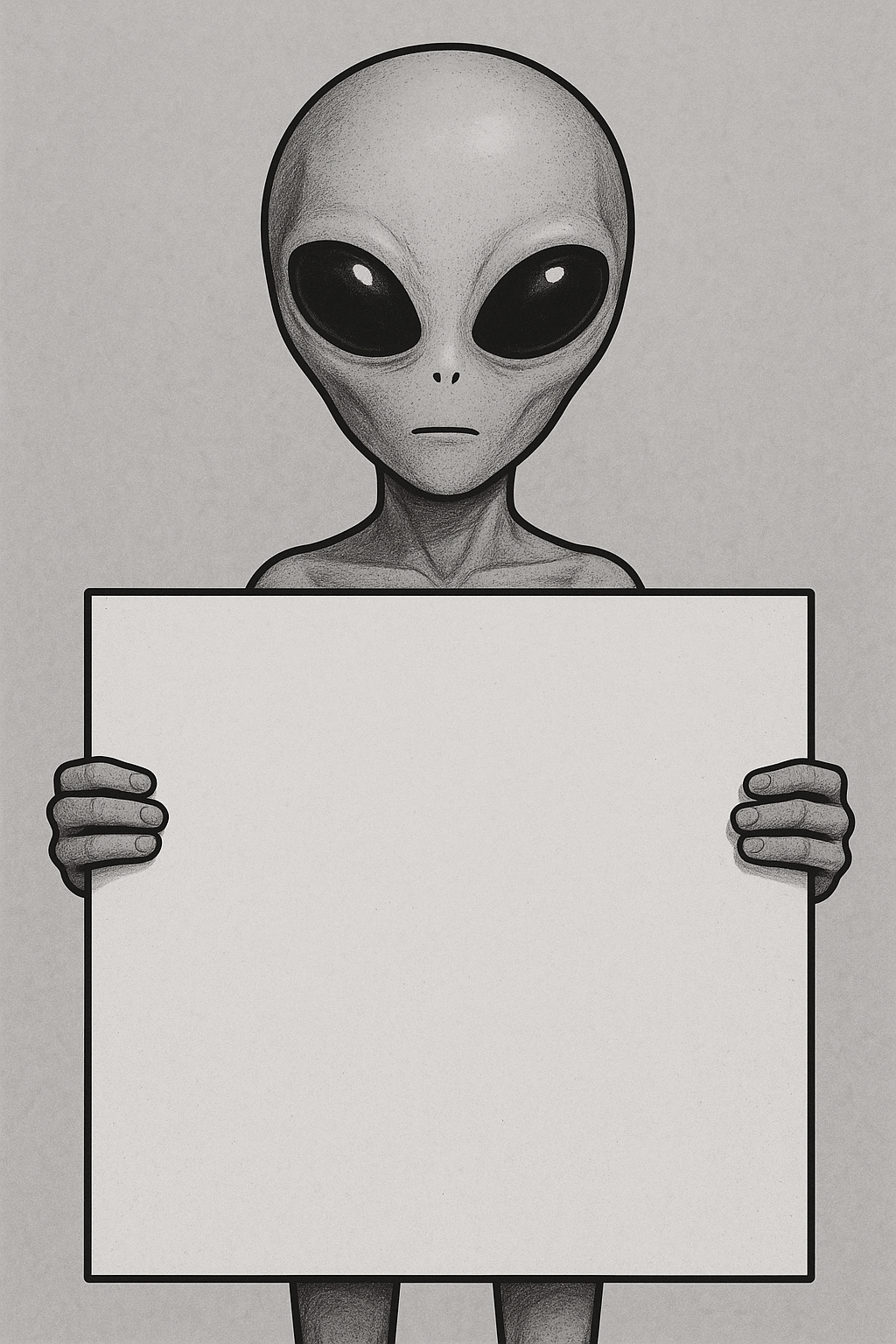 Alien holding sign